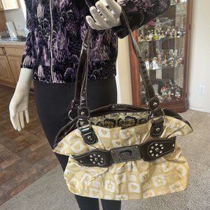 Betty Boop Shoulder Bag Gold And Dark Brown With Silver Hardware Zip Closure